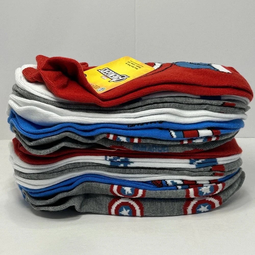 Marvel Avengers Captain America‎ Kids Ankle Socks 12 Pairs Shoe Size 3-9 New